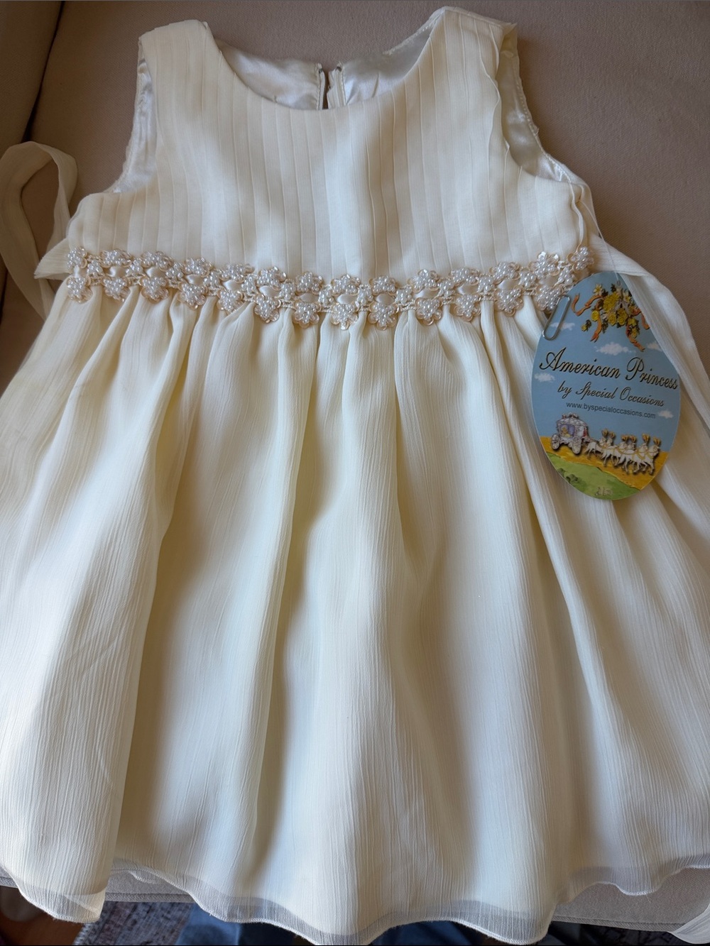 American Princess Ivory Beaded Waistband Party Dress
